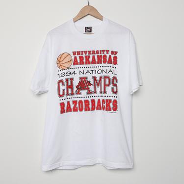 vintage 90s ARKANSAS razorbacks BASKETBALL vintage college hoops oversize 1994 college basketball t shirt -- size xl 