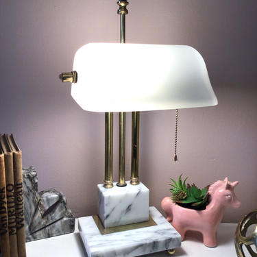 Chrome and brass Bankers Lamp, Piano Lamp, Library Office Lamp 