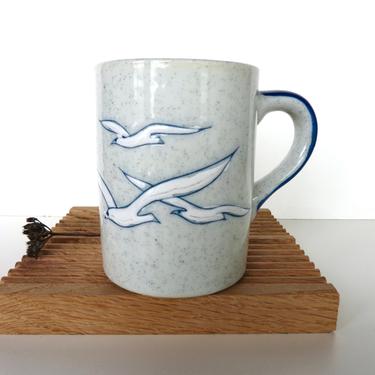 Single Otagiri Speckled Stoneware Seagull Mug From Japan, 1970s Beach House Coffee Mug 