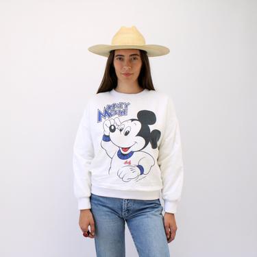 Reversible Disney Sweatshirt // vintage tee t-shirt boho cotton hipster Mickey Mouse t shirt dress sweater blouse Disneyland white // O/S by FenixVintage