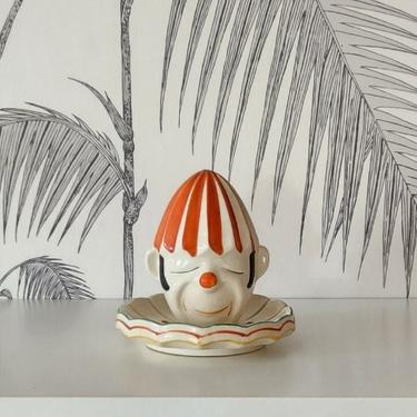 Vintage Reamer, Juicer, Clown Head, Ceramic, made in Japan, Art Deco period 