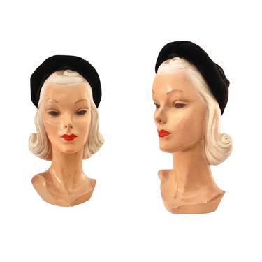 1940s Black Rayon Velvet Turban - 1940s Black Turban - Vintage Velvet Turban - 1940s Turban - 1940s Black Hat - 1940s Womens Hat 