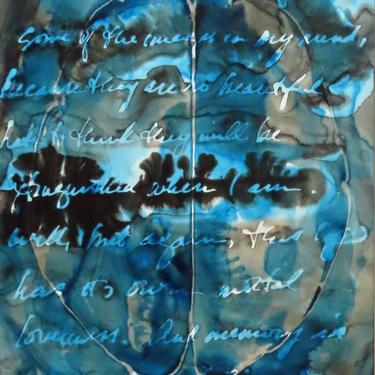 Mortal Loveliness: Original ink painting on yupo of brain - neuroscience art literature Marilynne Robinson 