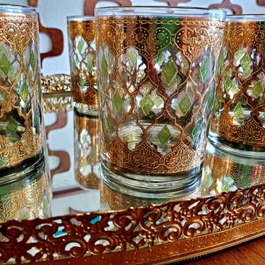 Mid Century Whisky Glasses Culver Valencia Gold 