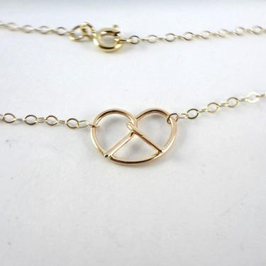 14K Gold pretzel necklace Gold love knot necklace Gold necklace, Philly love, Philly wedding, Philadelphia 