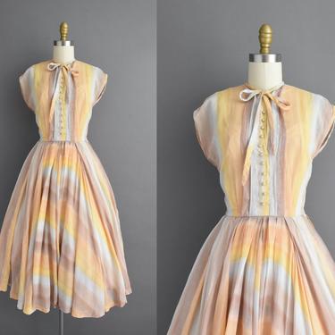1950s vintage dress | Gorgeous Helga Ombre Cotton Sweeping Full Skirt Cotton Summer Dress | XS | 50s dress 
