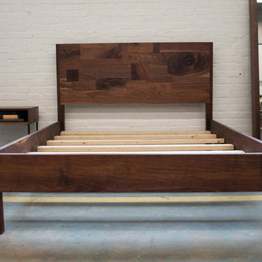 SALE - Solid Walnut Queen Bed with Frame and Headboard 