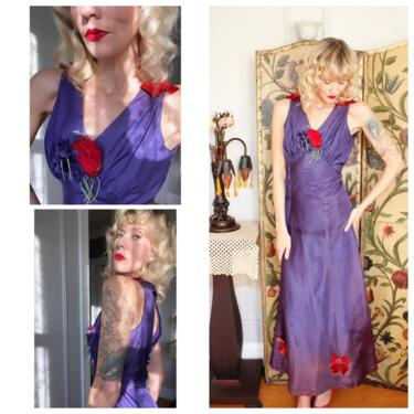 1930s Gown // Violet Skies Taffeta Gown // vintage 30s gown 
