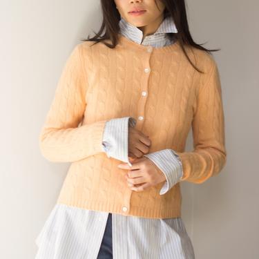 1990s Creamsicle Cashmere Cable Knit Cardigan 