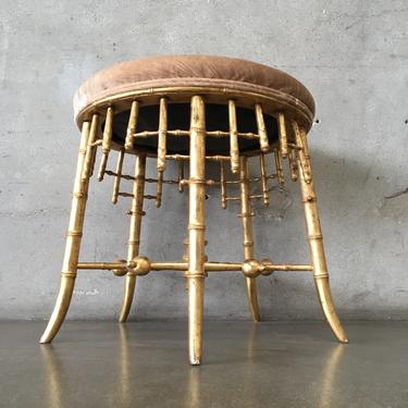 Antique Gilt Faux Bamboo Footstool