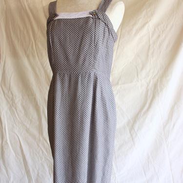 40s Gray Dobby Weave Folk Dress Size M / L 
