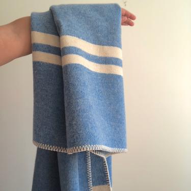 Vintage Blue and White Striped Throw Blanket 