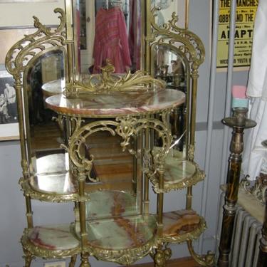 Brass and Onyx Etagere Stand Crica 1880s RococoRevival