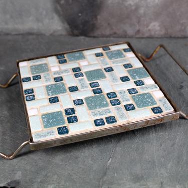Mid-Century Tile Trivet - Retro Cool Mint and Green Trivet - Trivet on Metal Stand | FREE SHIPPING 