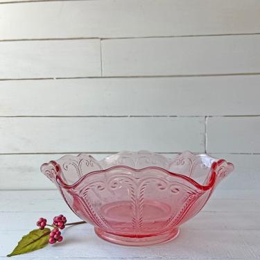 Vintage Pink Ruffle Bowl, Catch All, Decorative Bowl // Pink Depression-Style Bowl, Vanity Bowl, Boho, Chic Pink Bowl // Perfect Gift 