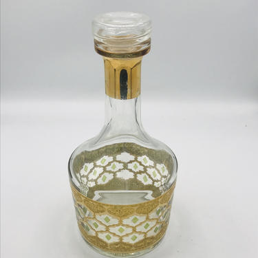 Vintage Culver Glass Decanter Valencia Pattern - 22K Gold encrusted 