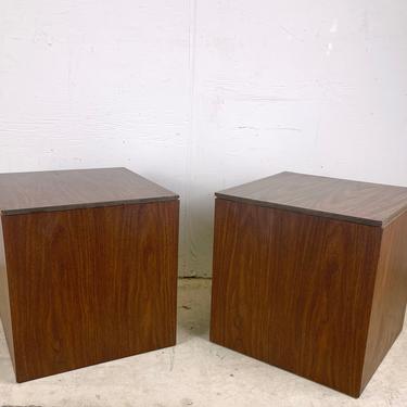 Pair Mid- Century Cube End Tables 