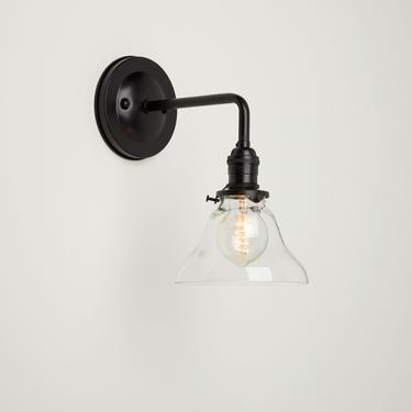 Wall Sconce - Matte Black - Wall Sconce Lighting -  Clear Mini Bell Shade - Home Decor - Living room 