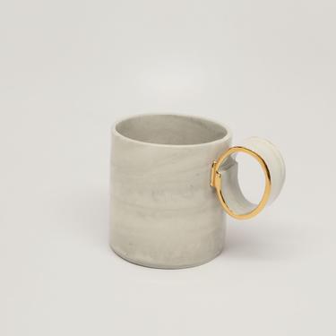 Grey Soft Marbled Porcelain Lungo Mug, 6 oz 