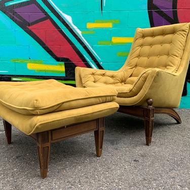 Mid Century Wing Back Chair And Ottoman