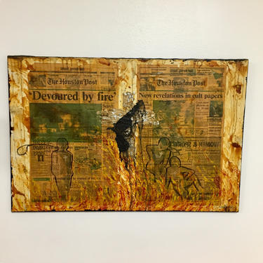 Newspaper and paint on canvas by Richard Roederer 