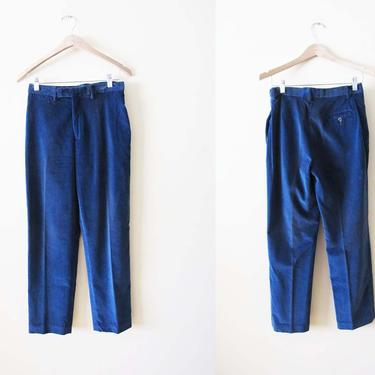Vintage 80s Blue Velvet Pants 26 S - Liz Claiborne 1980s Trousers - Straight Leg Trouser Pants - High Waist Womens Trouser Pants 