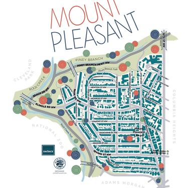 Mount Pleasant DC neighborhood map print 11x17 inches 