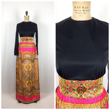 Vintage 60s dress | Vintage black maxi evening dress | 1960s Futura Couture evening gown 