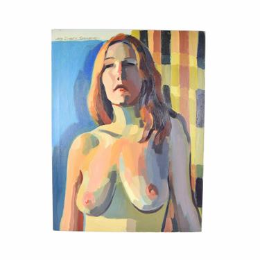 Circa 1970 Lars Birger Sponberg Oil Painting Nude Model w Eyes Closed 