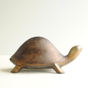Vintage Brass Turtle Sculpture, Turtle Figurine, Brass Turtle 
