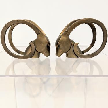 Mid-Century Modern Brass Ram Bookends by Dara International 