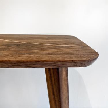 Handcrafted walnut side table with oak insert  