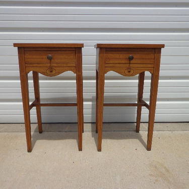 Antique Nightstands Pair of Bedside Tables Wood Vintage Regency Bedroom Furniture Shabby Chic Storage Country French Provincial Victorian 