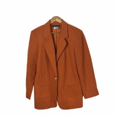 Vintage 90's Burnt Orange Wool Blazer, Size 12 
