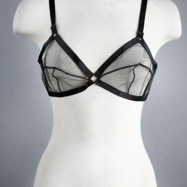 1950's Black Sheer Sexy Fetish Vintage BRA - New Old, Boutique 369