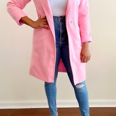 Vintage Vibrant Pale Pink Spring Coat - M 