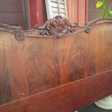 Headboard Full or Queen Size Bed Vintage Ornate Wood French Style Poppy Cottage Painted Furniture Custom PAINT to ORDER Shabby Cottage White 