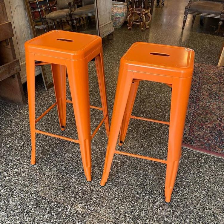 Funky orange bar stools, 30”T, 