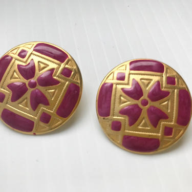 1980s Pink &amp; Gold statement earrings 