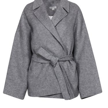 Whistles - Light Grey Open Front Belted Coat Sz M