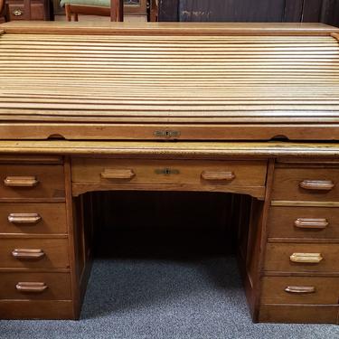 Item #V704 English Oak Roll Top Desk c.1920