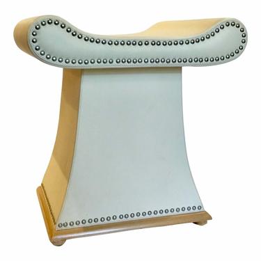 Global Views Modern Ivory Leather Sultan Bench