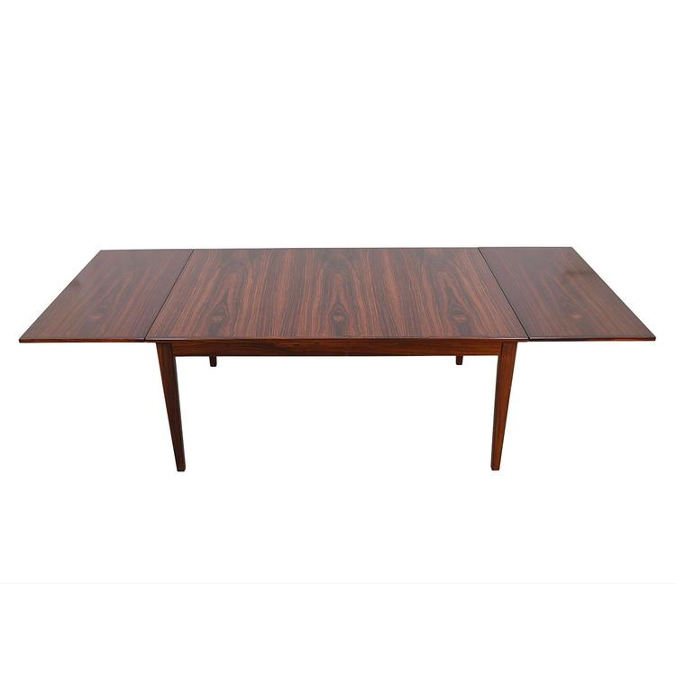 Danish Modern Rosewood Expanding Dining Table w/ Vertical Grain
