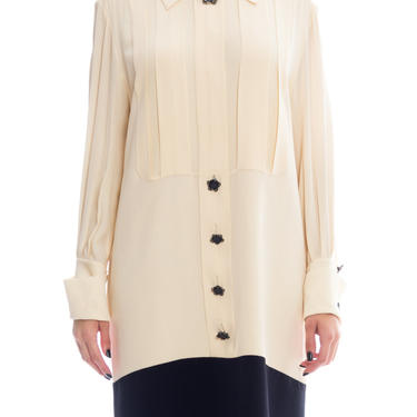 1980s Karl Lagerfeld Silk Shirt Dress Size: XL 