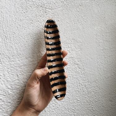 Black Striped Stoneware Handmade Ceramic Tray - The Object Enthusiast 