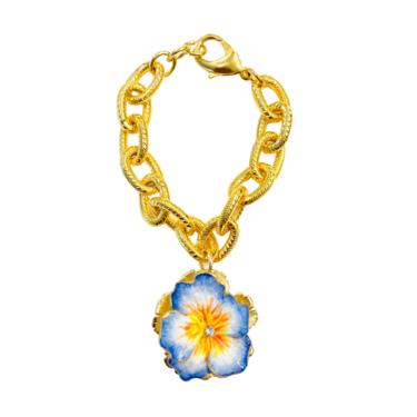 The Pink Reef Cornflower blue and yellow pansy bracelet