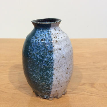 Mid Century Modern Speckled Pottery Weed Pot Vase 