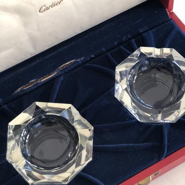 Cartier crystal ashtrays, pair, in box