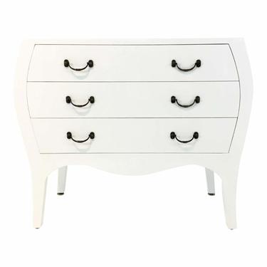 Currey & Company Modern White Lacquer Lombard Bombe Chest of Drawers