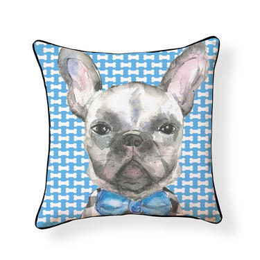 Grey Frenchie Bulldog Pillow